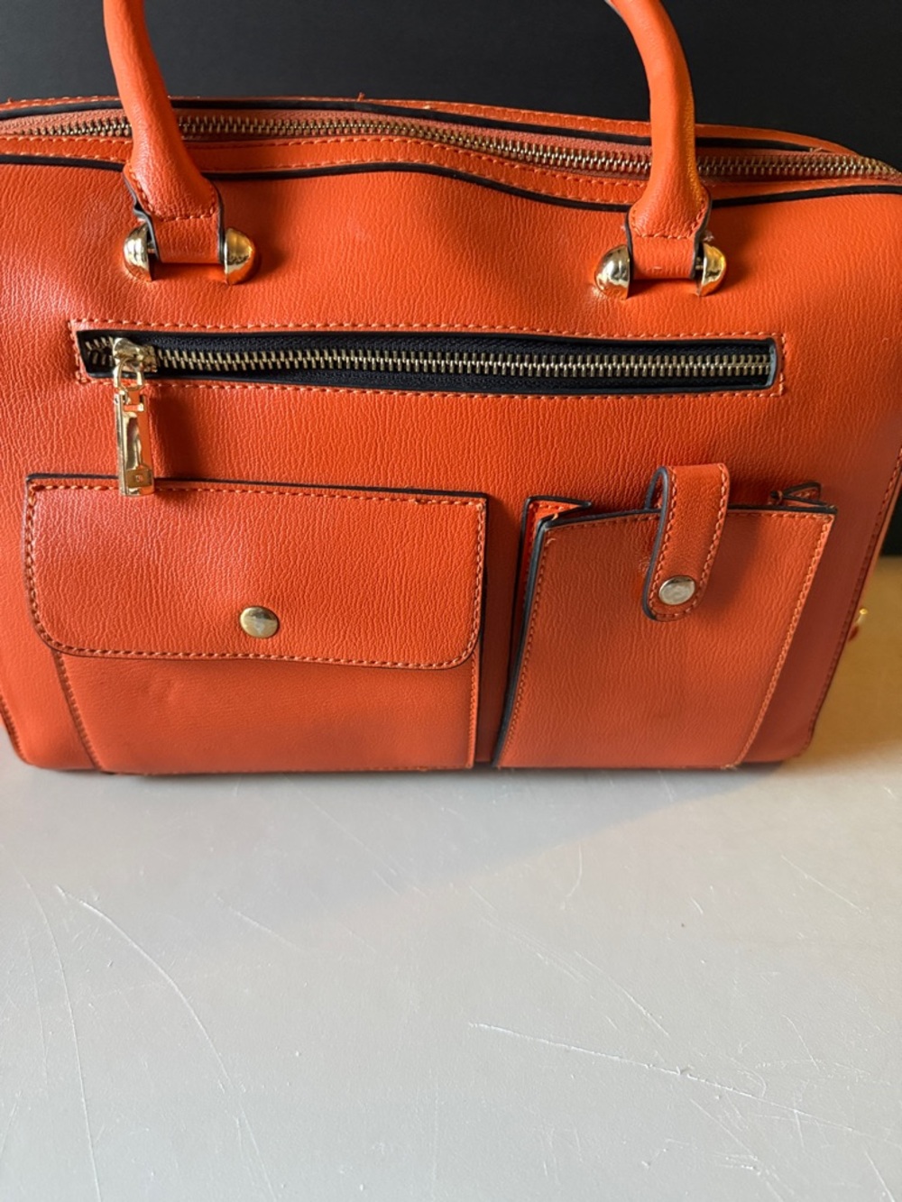 Structured Orange Women's Satchel Handbag